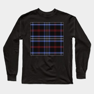 Blue and black pattern Scottish tartan Long Sleeve T-Shirt